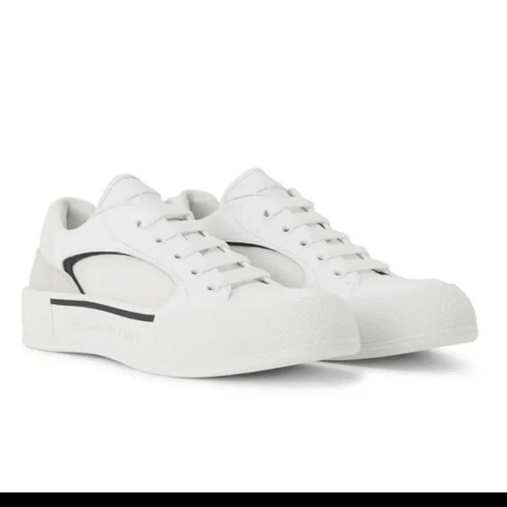 Alexander McQueen White Sneakers with Black Accents